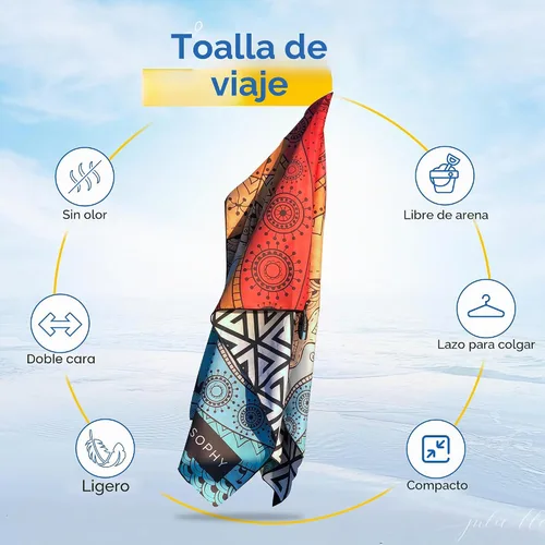 Vista 6 de ECCOSOPHY - Toalla de playa de microfibra a prueba de arena, de secado rápido, ligera, superabsorbente, perfecta para piscina, viajes, crucero y Aa