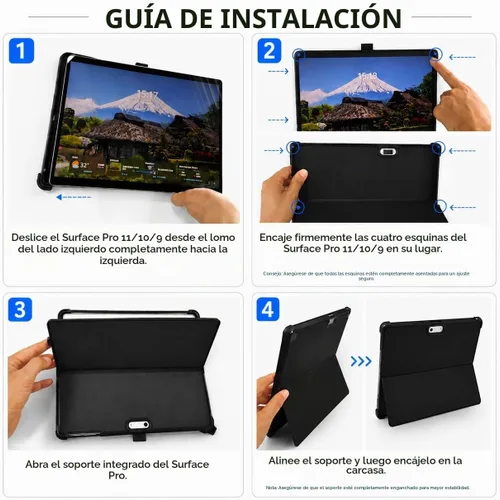 Vista 7 de Surface Pro 11 - Funda compatible con Surface Pro 10/9, funda protectora delgada con soporte para bolígrafo, correa de teclado, soporte multiángulo
