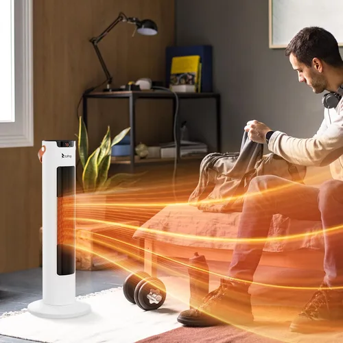 Vista 6 de Calentador de Espacio Eléctrico de 1500W con Control Remoto y por APP, Calentador de Torre de 24" con Oscilación, Temporizador, Termostato