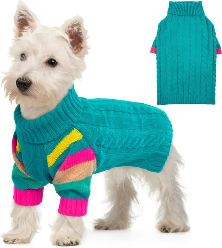 Vista 36 de Suéter XS para perro, suéter de cuello alto con manga para Yorkie Azul