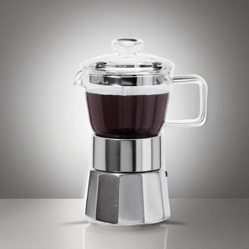 Vista 5 de Oggi Cafetera de café expreso para estufa, cafetera italiana de vidrio borosilicato de 4 tazas (4 onzas)