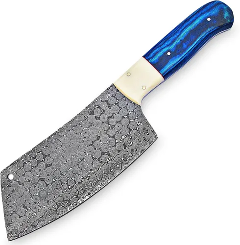 Vista 8 de Cuchillo de acero de Damasco hecho a mano de 12 pulgadas Chopper Edc - Cuchilla con funda - Mppn-8667