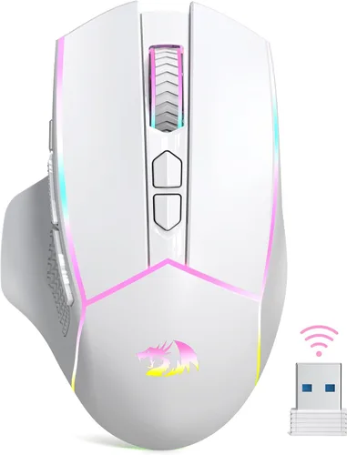 Vista 9 de Redragon Ratón Inalámbrico para Juegos, Ratón Ergonómico para Juegos de Modo Tri-2.4G/USB-C/Bluetooth, 8000 DPI, Ratón Programable Inalámbrico