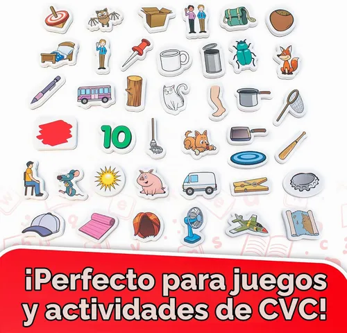 Vista 4 de Junior Learning: Rainbow CVC Objects - 40 piezas de espuma magnética