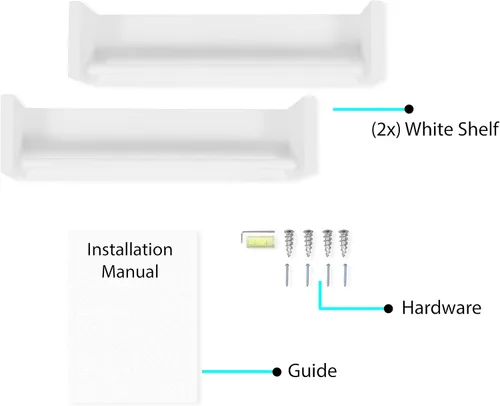 Vista 6 de Wallniture Utah - Juego de 2 estantes flotantes de madera para decoración de habitación de bebé, color blanco
