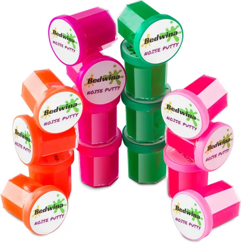 Vista 4 de Mini masilla de ruido – (paquete de 48) slime para fiestas de lodos para niños de todas las edades, niños y niñas, masilla de ruido tonto de neón a