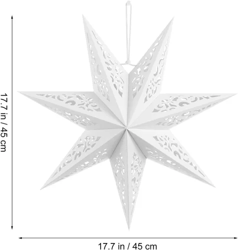 Vista 7 de LIOOBO Linternas de estrella de papel: pantalla de lámpara colgante de estrella de Navidad, luz hueca de cubierta de papel blanco, lámparas