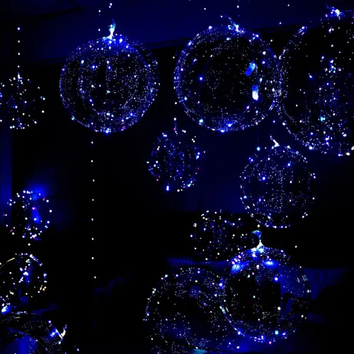 Vista 8 de Paquete de 18 globos LED iluminados, batería de celda incluida, 3 modos intermitentes, 18 luces de cadena y 18 globos transparentes, perfectos