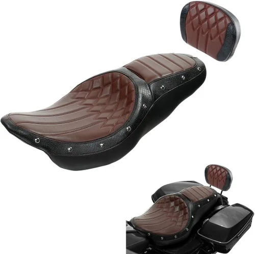 Vista 4 de Asiento de pasajero de 2 piezas para Harley Touring Road King Street Glide Electra Glide Road Glide 2009-2023