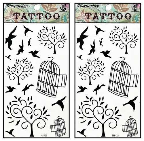 Vista 24 de Tatuajes 2 hojas azul rosa serpiente dragón calavera ala temporal tatuajes arte corporal pegatinas falsas impermeables extraíbles