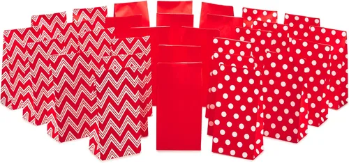 Vista 4 de Hallmark Bolsas rojas para obsequios de fiesta y golosinas envueltas, diseños variados