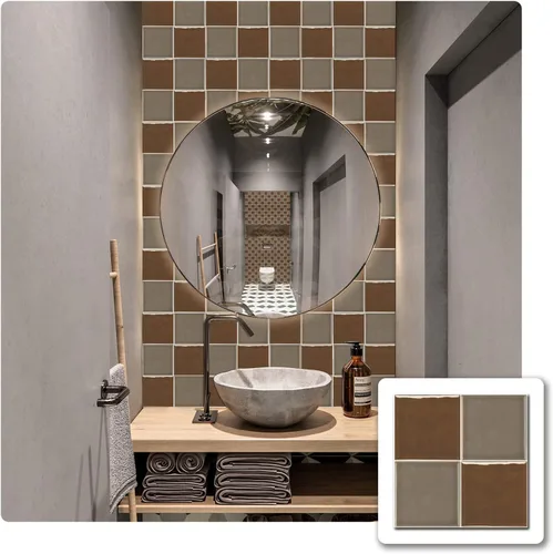 Vista 17 de Alwayspon Adhesivo de vinilo brillante de ladrillo de Provenza, autoadhesivo para azulejos de pared de transferencia de salpicaduras para cocina