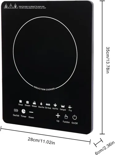 Vista 2 de Placa de cocción de inducción portátil de 750 W, quemador individual de 110 V con 8 niveles de potencia y temperatura, temporizador digital