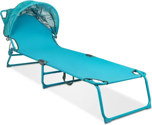Vista 11 de Northroad Sillón de playa con toldo y toldo plegable, ajustable en 4 posiciones, silla de bronceado plegable para exteriores, tumbona resistente al