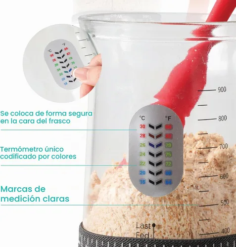 Vista 5 de Baker's Secret Kit de inicio de pan de masa madre Pro – Tarro básico de masa madre de gran capacidad de 40 onzas con 5 características únicas