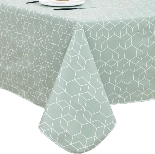 Vista 41 de Mantel de vinilo resistente con reverso de franela, mantel de plástico impermeable a prueba de aceite, resistente a las manchas, limpiable, cubierta