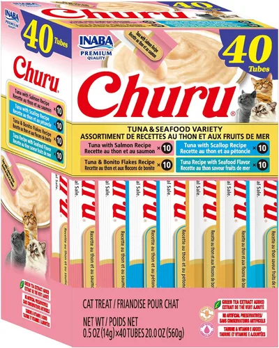 Vista 19 de INABA - Golosinas Churu para gatos, puré cremoso para gatos, sin cereales, que se puede lamer y exprimir / suplemento con vitamina E y taurina, 0.5