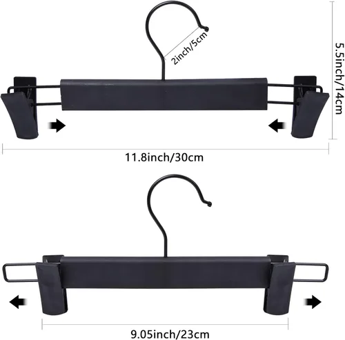 Vista 6 de NORTHERN BROTHERS Perchas para pantalones con clips, paquete de 30 perchas para falda de color negro resistentes para mujeres, hombres, niños