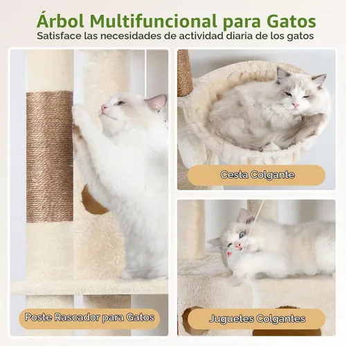 Vista 5 de Globlazer Árbol de Gato de Rincón de 66 Pulgadas, Torre de Escalada de Varios Niveles para Gatos de Interior, Condominios para Gatitos, Torre