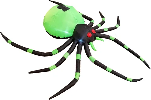 Vista 3 de Luces LED inflables de araña negra y verde de 6 pies de largo para decoración de vacaciones al aire libre e interior, decoración de patio iluminada