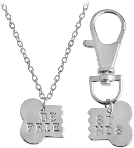 Vista 5 de Meiligo® Moda 2 piezas parejas aleación hueso perro collar llavero mejor amigo rompecabezas colgante juego etiqueta perro etiqueta collar conjunto