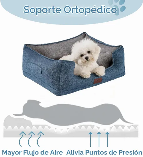 Vista 2 de Hollypet Cama Ortopédica Rectangular para Perros para Perros Pequeños, Camas para Mascotas de Espuma Egg-Crate de Soporte con Cubierta Impermeable