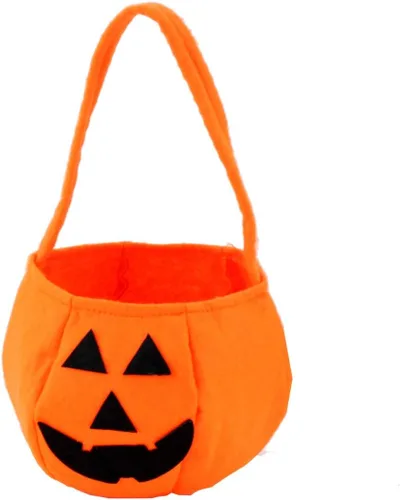 Vista 2 de Bolsas de dulces de calabaza de Halloween para niños, truco o trato, cubos de calabaza no tejidos, bolsas de truco o trato, bolsa para niños