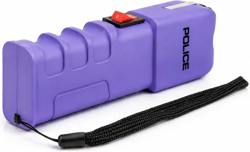Vista 6 de POLICE - Pistola de aturdimiento para defensa personal 928, linterna LED recargable, color morado Protección de alto voltaje, diseño compacto