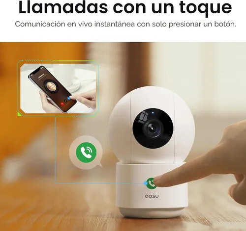 Vista 2 de aosu Cámara de seguridad 2K para interiores, monitor de bebé, cámara para mascotas de 360 grados para seguridad en el hogar con enrutador Wi-Fi