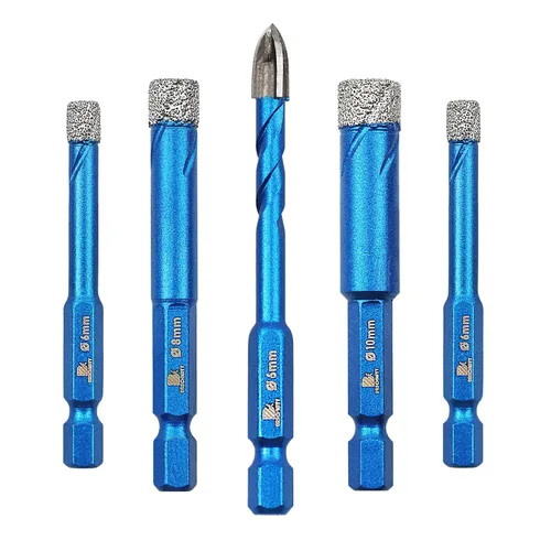 Vista 12 de Broca de diamante - BRSCHNITT Juego de brocas de 1/4 pulgada para albañilería para azulejos de porcelana, cerámica, piedra, granito, mármol, broca