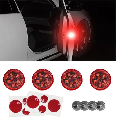 Vista 8 de Dickno 4 luces LED inalámbricas de advertencia para puerta de automóvil, 5 luces LED de señal de seguridad intermitentes automáticas en carretera