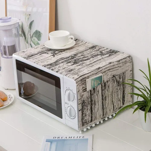 Vista 3 de AKOAK 1 paquete de 11.81 x 35.43 pulgadas, cubierta antipolvo para microondas y cocina para el hogar, funda de horno de lino y algodón con bolsa