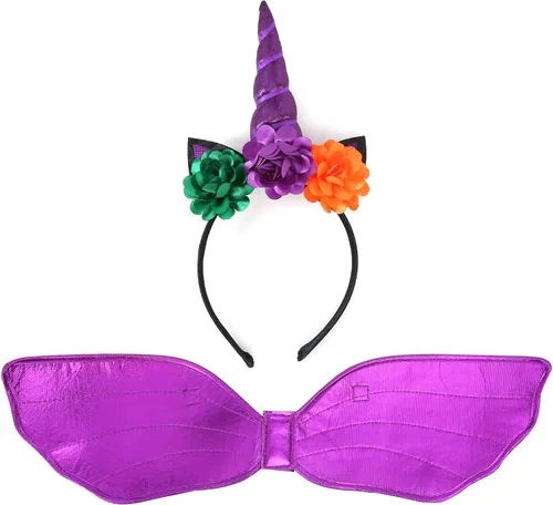 Vista 6 de Disfraz de bruja de unicornio verde y arcoíris para niñas talla 3-45-67-89-10