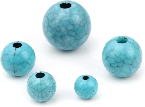 Vista 6 de 50 cuentas sueltas redondas y sueltas de 0.551 pulgadas (0.551 in), cuentas espaciadoras para manualidades, collares, pulseras y joyería, color azul