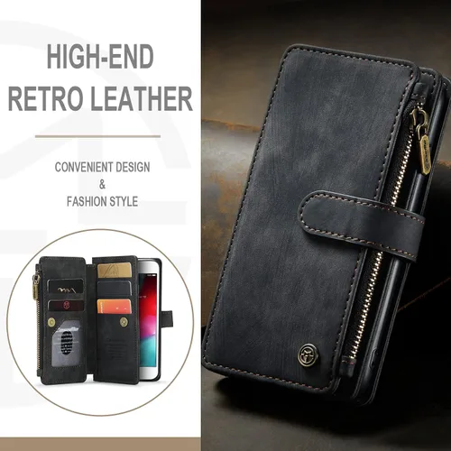 Vista 6 de UEEBAI - Funda tipo cartera para iPhone SE 2022 5G/iPhone 7/iPhone 8/iPhone SE 2020, hecha a mano, de piel sintética, con ranuras para tarjetas