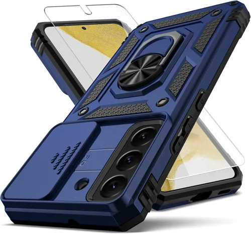 Vista 9 de Funda para Samsung Galaxy S22, con cubierta para lente de cámara, protector de pantalla HD, [grado militar] anillo de montaje en coche con soporte