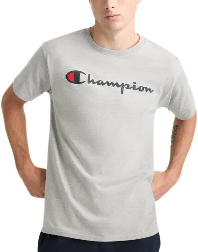 Vista 8 de Champion Men's Classic Script Graphic Short Sleeve T-Shirt, Standard Fit, Tonal Logo, Available in Regular and Big & Tall Negro