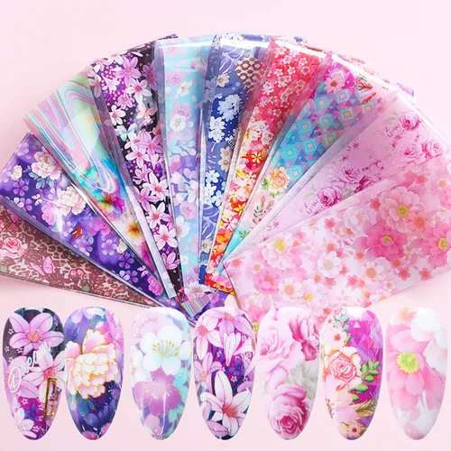 Vista 9 de Calcomanías holográficas de transferencia de uñas, hojas de esmalte de uñas de corazón de amor, láminas de transferencia de papel estrellado