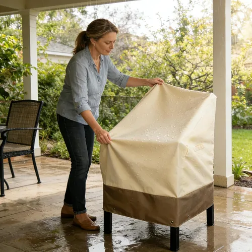 Vista 10 de RosieLily Fundas para sillas de patio con respaldo alto, impermeables, resistentes, apilables, para taburetes de bar al aire libre, fundas
