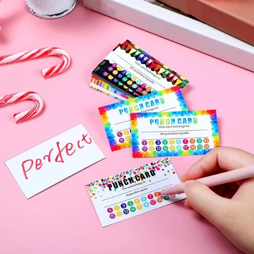 Vista 6 de 320 piezas de tarjetas perforadas, tarjetas de recompensa de lealtad de incentivo, tarjetas de premio para estudiantes, tarjetas de lealtad