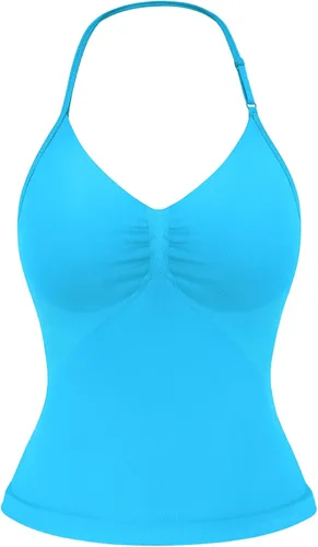 Vista 27 de YEOREO SoftHue Impact Longline Top de Tirantes para Mujer Camiseta sin Mangas Halter para Ejercicio sin Espalda Gimnasio Longline con Correa