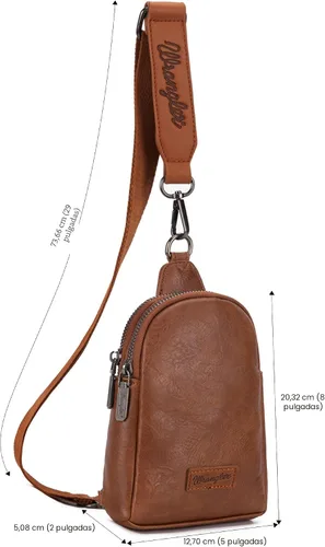 Vista 4 de Wrangler Bolso bandolera pequeño para mujer, bolsos cruzados de cuero *Clásico-marrón