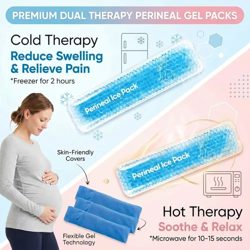 Vista 2 de Bolsas de hielo perineales reutilizables para alivio del dolor posparto y hemorroides, paquete de calor y frío para mujeres después del embarazo, 2