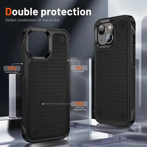 Vista 5 de Funda diseñada para iPhone 14, iPhone 13, 2 en 1, regalo de grado militar, resistente a caídas, resistente a prueba de golpes, para iPhone 14, funda