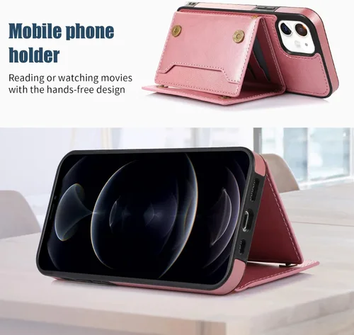Vista 5 de Asuwish Funda de teléfono para iPhone 11 6.1 con protector de pantalla de vidrio templado y soporte de ranura para tarjetas de cuero brillante