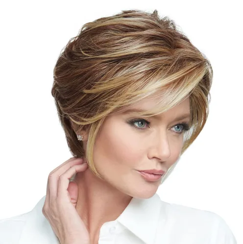 Vista 28 de Raquel Welch Go To Style - Peluca de pelo corto versátil y favorecedora de Hairuwear, gorra media, castaño iluminado por el sol RL10/12