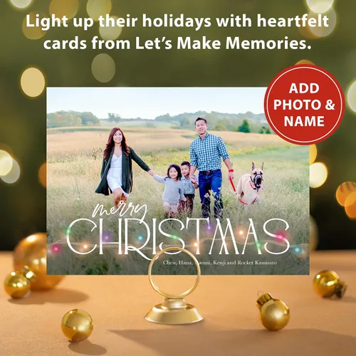 Vista 2 de Let's Make Memories - Tarjetas navideñas personalizadas con sobres, tarjetas navideñas de 5 x 7 pulgadas, sobres blancos, Colorful Lights