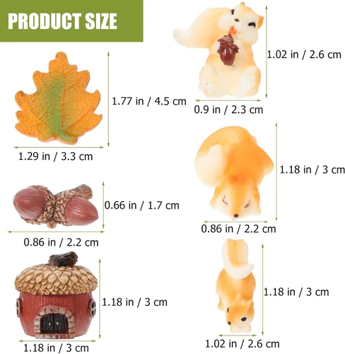 Vista 3 de Happyyami 24 piezas Mini ardilla ornamento micro paisaje ornamento mini ardilla artesanía figuras de animales ardilla decoración miniatura animales
