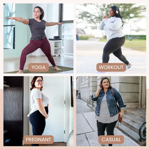 Vista 2 de HLTPRO Paquete de 3 leggings de talla grande para mujer XL - 4X pantalones de yoga elásticos y suaves para entrenamiento y correr