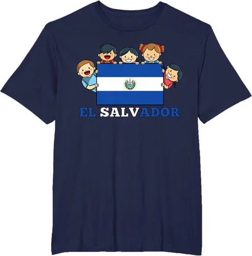 Vista 60 de Camiseta salvadoreña del Mes de la Herencia Hispana con la bandera de El Salvador para niños, Negro